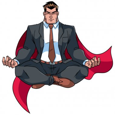 Süper işadamı beyaz üzerinde meditasyon