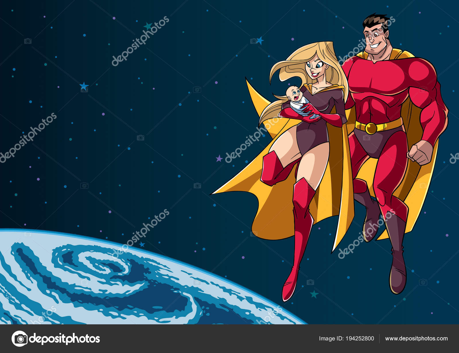 Super Mom Dad and Baby in Space Stock Vector Image by ©Malchev #194252800