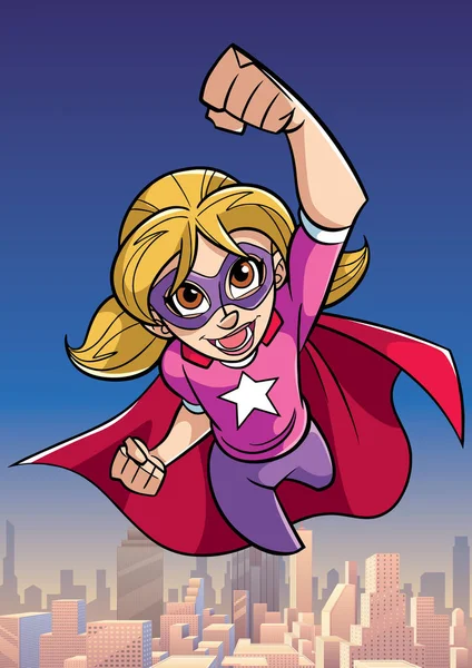 Super Girl vliegen hemelachtergrond — Stockvector