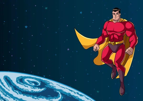 Supereroe che vola nello spazio — Vettoriale Stock