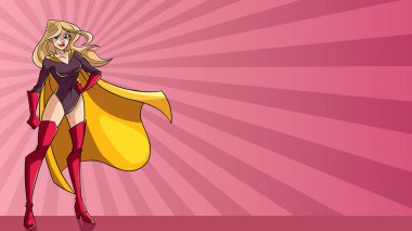 Uzun boylu Ray ışık arka plan ayakta superheroine