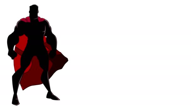 スーパー ヒーロー立っている背の高いシルエット — ストック動画