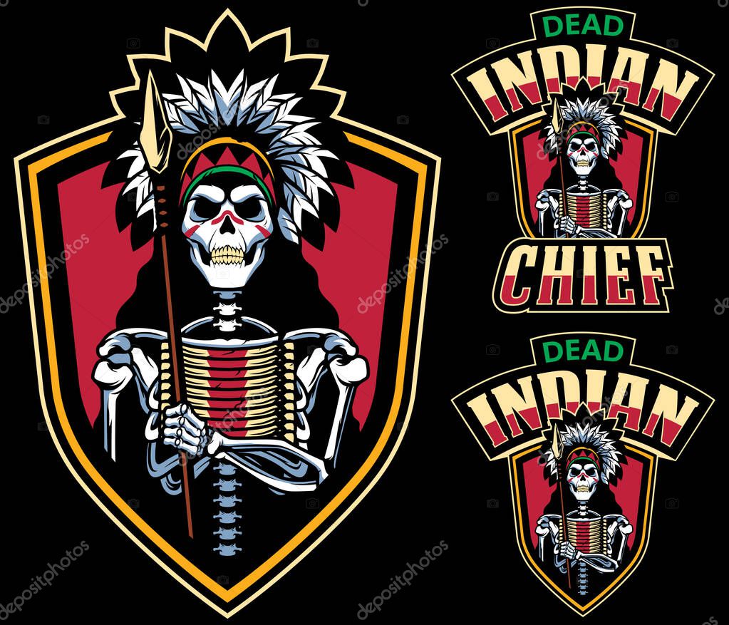Cartoon mascot or logo with dead Indian tribal chief.