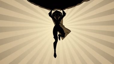 Boulder siluet tutan superheroine