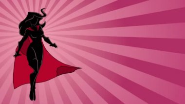 Superheroine uçan Ray ışık siluet