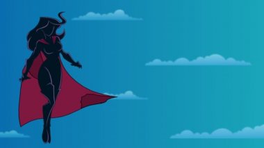 Gökyüzü siluet uçan superheroine