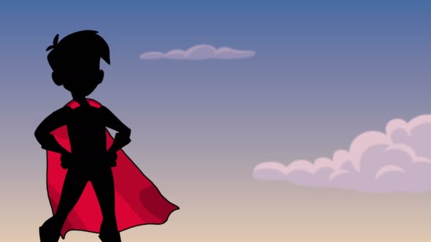 Super Boy Sky silhueta — Vídeo de Stock