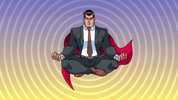 Super hombre de negocios meditando — Vídeos de Stock