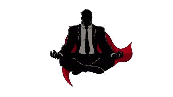 Super Businessman Meditando Silhouette — Video Stock