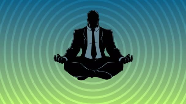 Hombre de negocios meditando silueta de fondo — Vídeo de stock