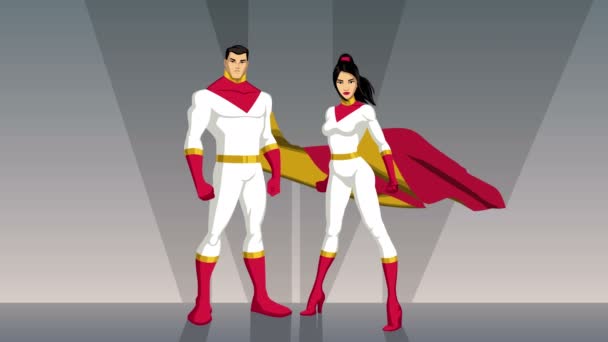 Супергеройская пара из Азии — стоковое видео