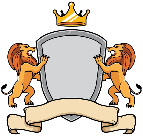 Lions Holding Shield — Stock Vector