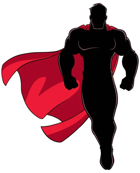 Superhero Flying on White Silhouette — Stock Vector