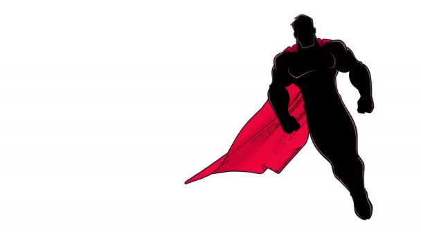 Superhero Flying on White Silhouette — Stock Video