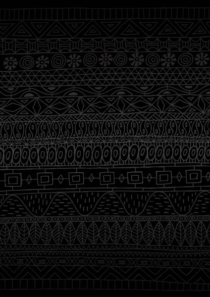 Afrikanisches Muster Minimal Black — Stockvektor