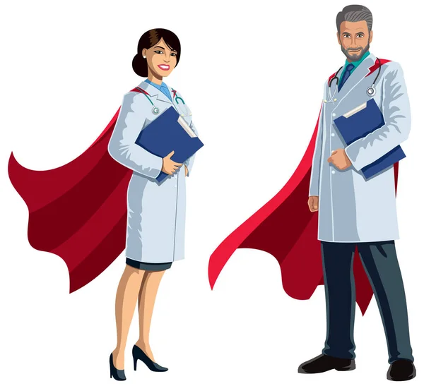 Doutor super-heróis em branco — Vetor de Stock