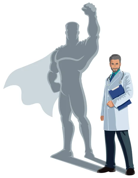 Doctor Superhero Shadow — Stockový vektor