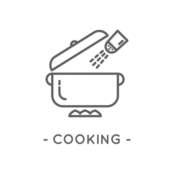 Line Black Cooking Icon on White Background — Stock Vector