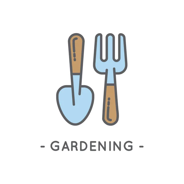 Icône de jardinage de couleur de ligne sur fond blanc — Image vectorielle