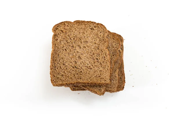 Fatias de pão de sanduíche de grão inteiro, sobre fundo branco . — Fotografia de Stock
