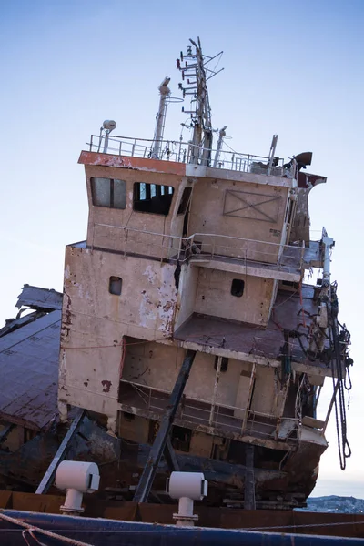 En del av en Last skeppsbrott exteriör, närbild bakgrund. — Stockfoto