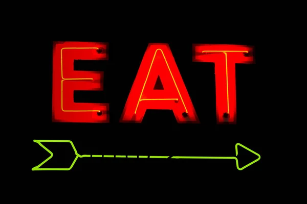 Neon Eat Restaurant Sign — Stock Photo, Image