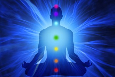 Meditasyon ve yoga poz insan silueti