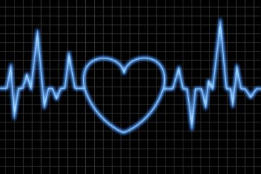 Electrocardiogram screen with heart clipart