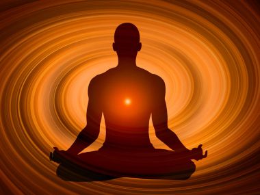 Meditasyon ve yoga poz insan silueti