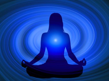 Meditasyon ve yoga poz insan silueti
