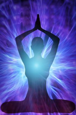 Meditasyon ve yoga poz insan silueti