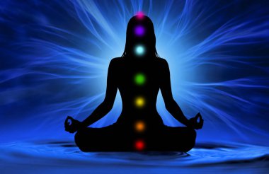 Meditasyon ve yoga poz insan silueti