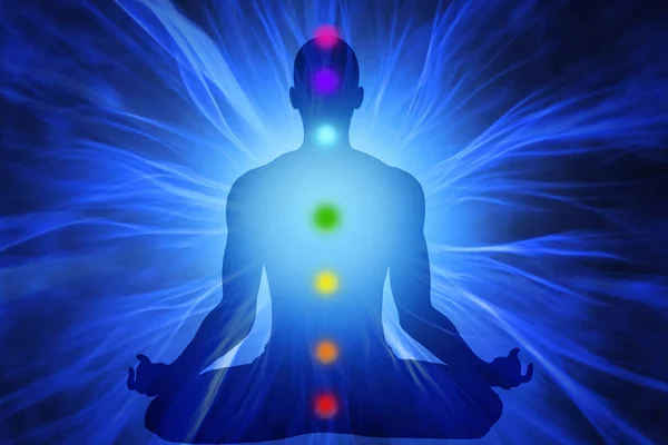 Meditasyon ve yoga poz insan silueti