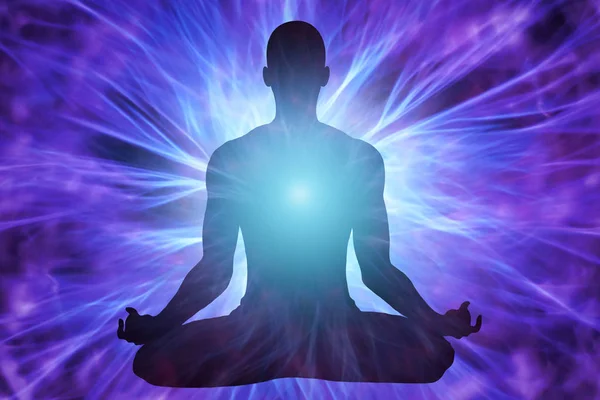 Meditasyon ve yoga poz insan silueti