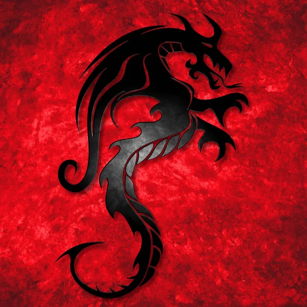 Kırmızı arka plan ile Celtic ejderha