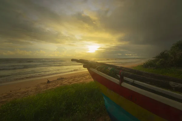 Zachód Słońca Plaży Sri Lanka — Zdjęcie stockowe