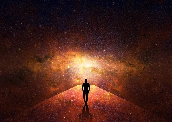 Der Mensch Auf Dem Weg Durch Das Universum — Stockfoto