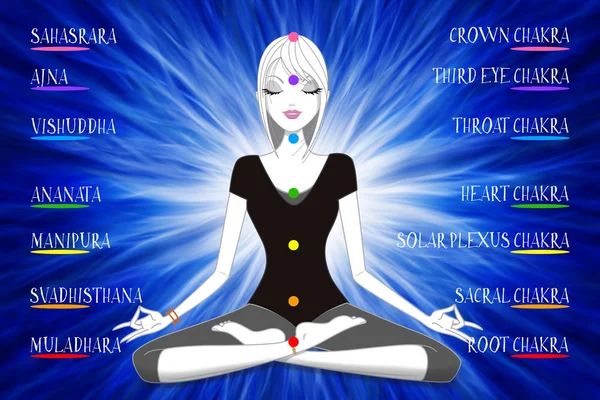 Illustratie Van Meisje Doen Yoga — Stockfoto