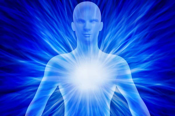 Male Human Body Cosmic Energy — Stock Photo, Image