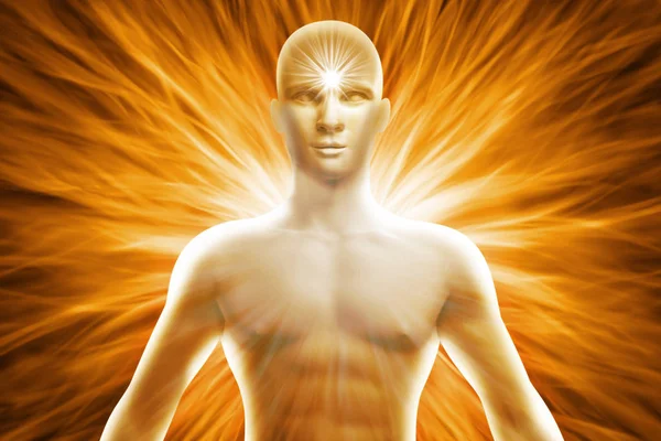 Male human body with cosmic energy