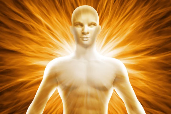 Male human body with cosmic energy