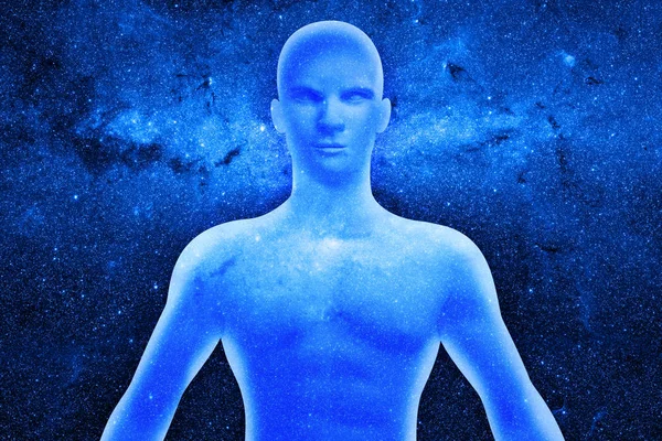 Male Human Body Cosmic Energy — Stock Photo, Image