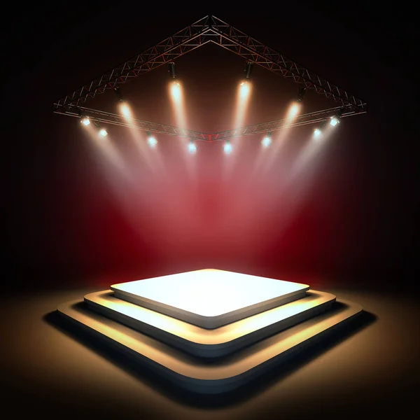 Escenario vacío iluminado por proyectores . — Foto de Stock