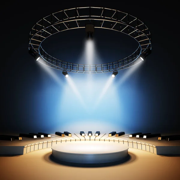 Music stage illuminated by spotlights. — Stock Photo, Image