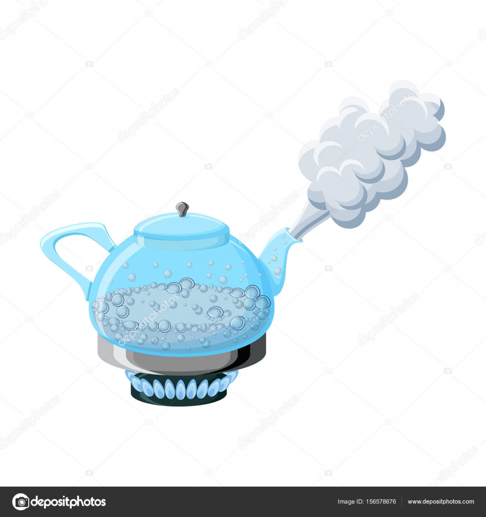 Glass kettle with boiling water and steam Stock Vector by ©inkoly 156578676
