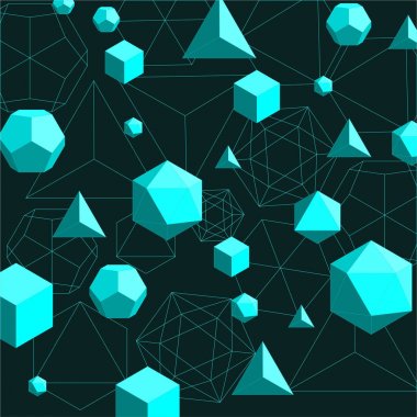 Platonic solids abstract background clipart