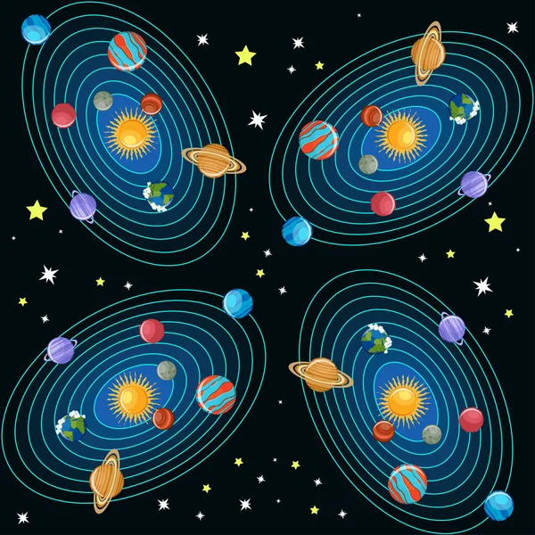 Sistema solar patrón inconsútil . — Vector de stock