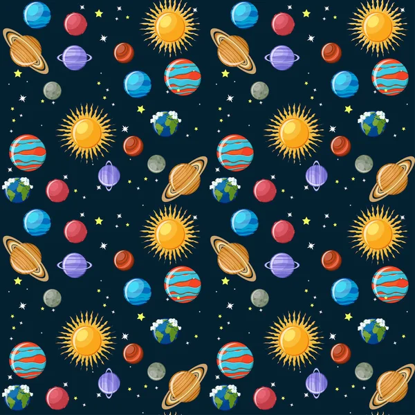 Planets seamless pattern. — Stock Vector