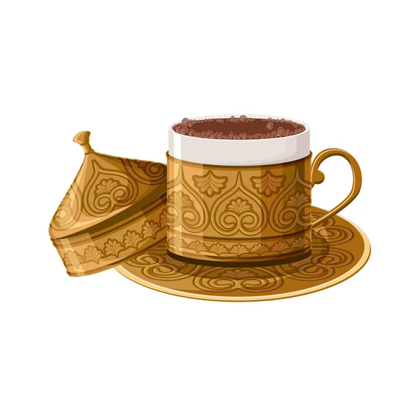 Turco tradicional decorado copo de café de cobre isolado no fundo branco . — Vetor de Stock