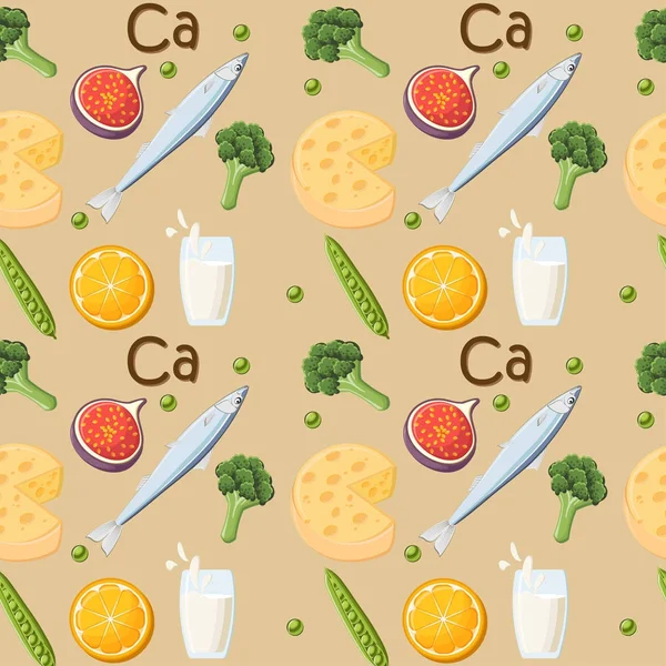 Food rich in Calcium seamless pattern.
